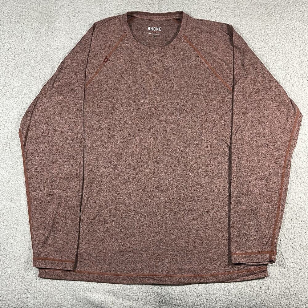 Rhone Shirt Mens L Red Long Sleeve Athletic Gym Performance Workout Reign